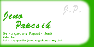 jeno papcsik business card